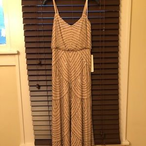 Adrianna Papell Floor Length Beaded Dress
